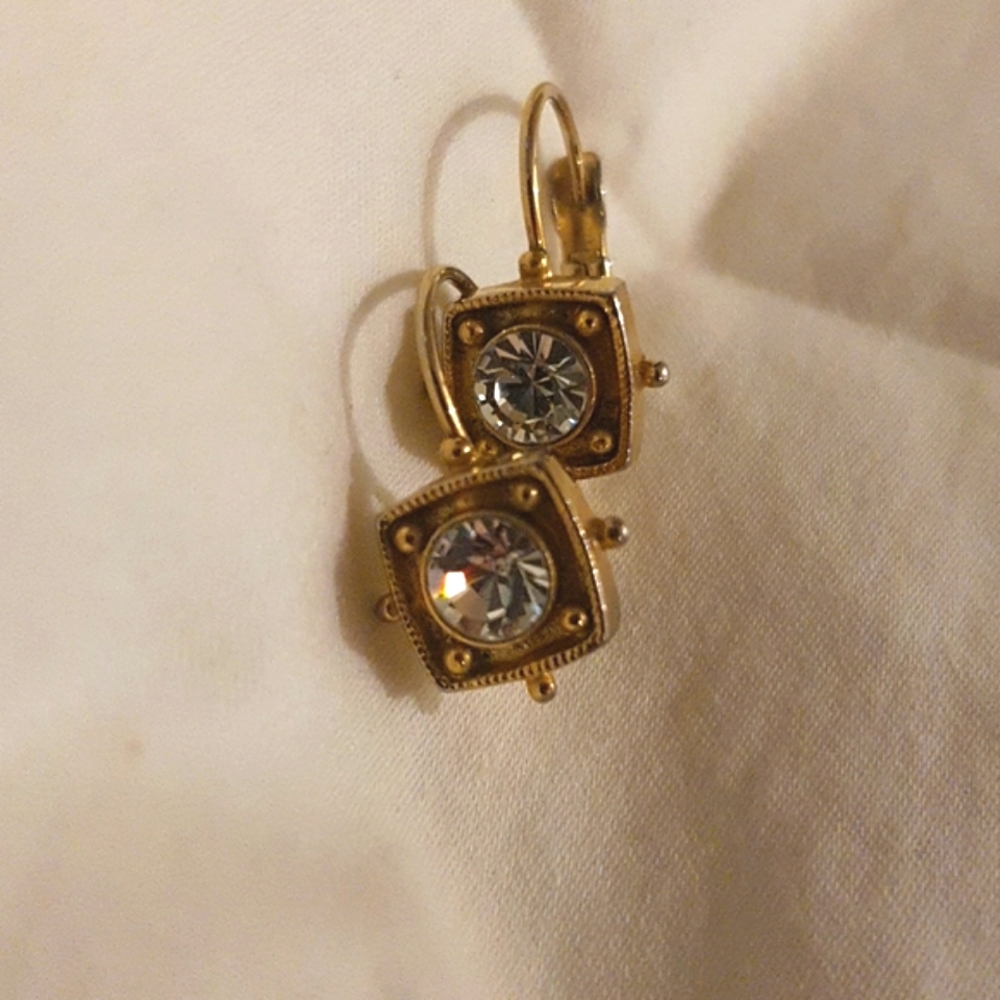 Gold and Crystal Clasp Earrings